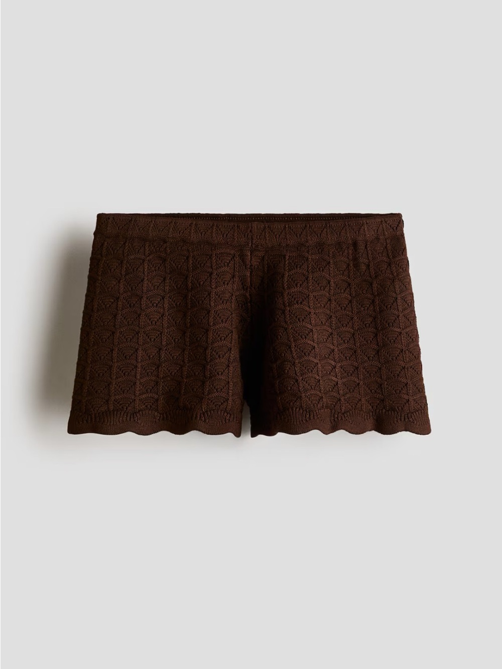 H&M GIRLS POINTELLE-KNIT SHORTS BROWN